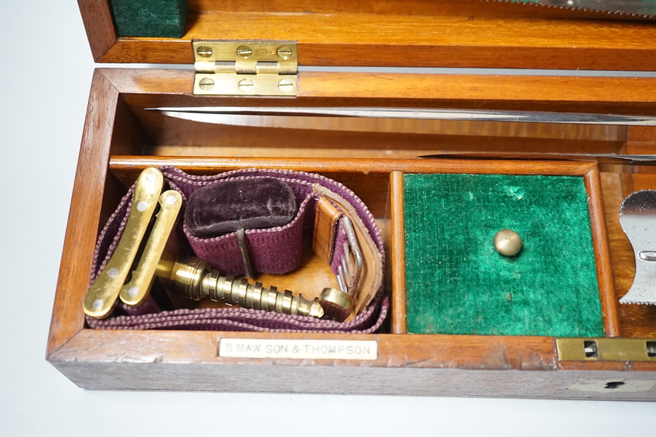 An S. Maw, Son & Thompson of Aldersgate mahogany-cased field surgeon’s amputation kit
